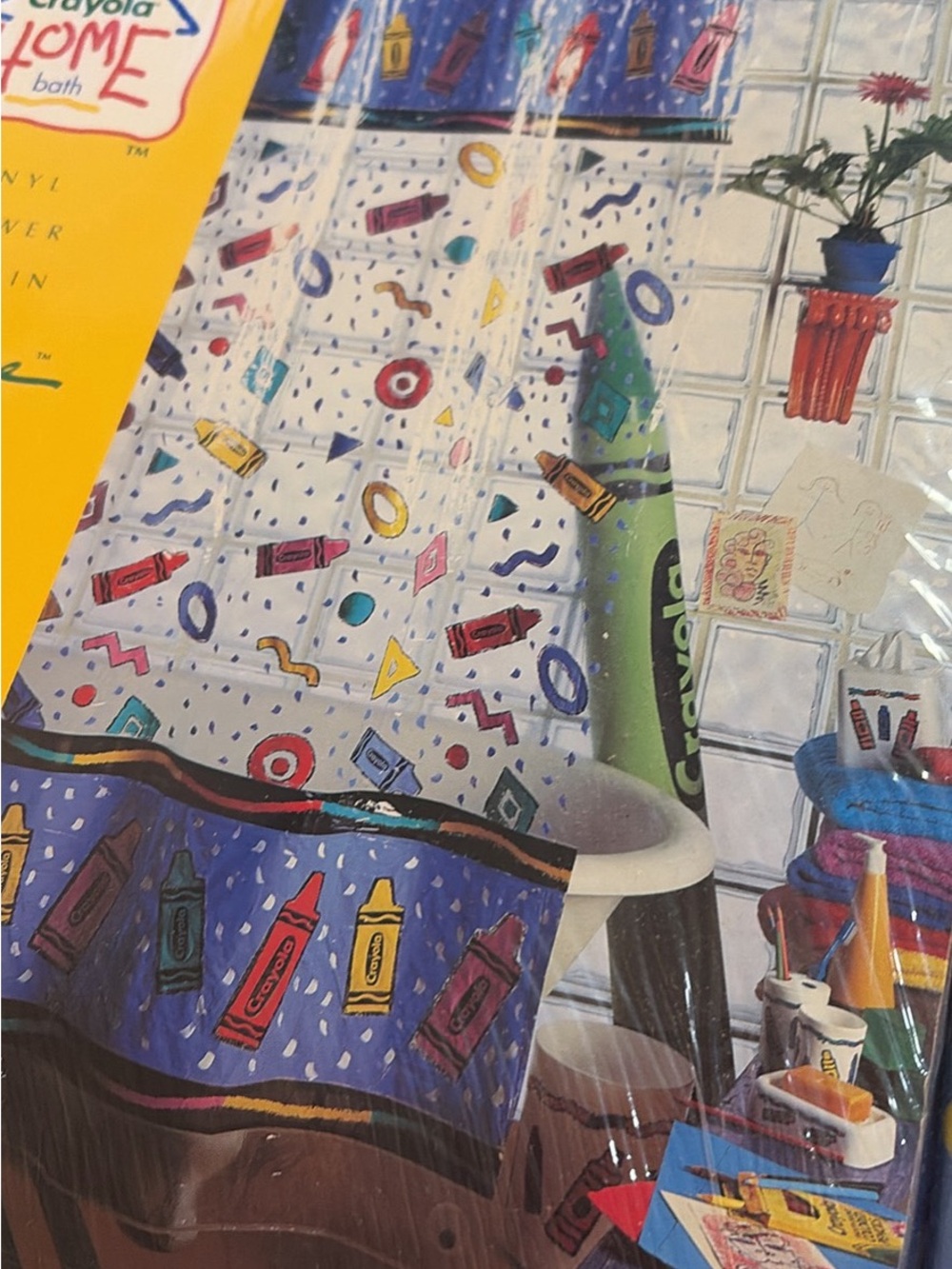 NEW Vintage Crayola Home Bath 1993 vinyl shower curtain 70”x72” Collectible. - Picture 2 of 5